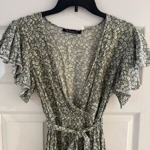 Simplee Apparel Olive Floral Midi Dress